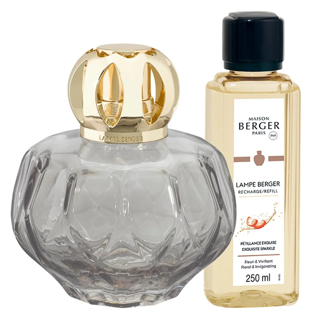 Maison Berger Paris Dárková sada katalytická lampa Rosalie šedá + náplň Intenzivní třpyt 250 ml