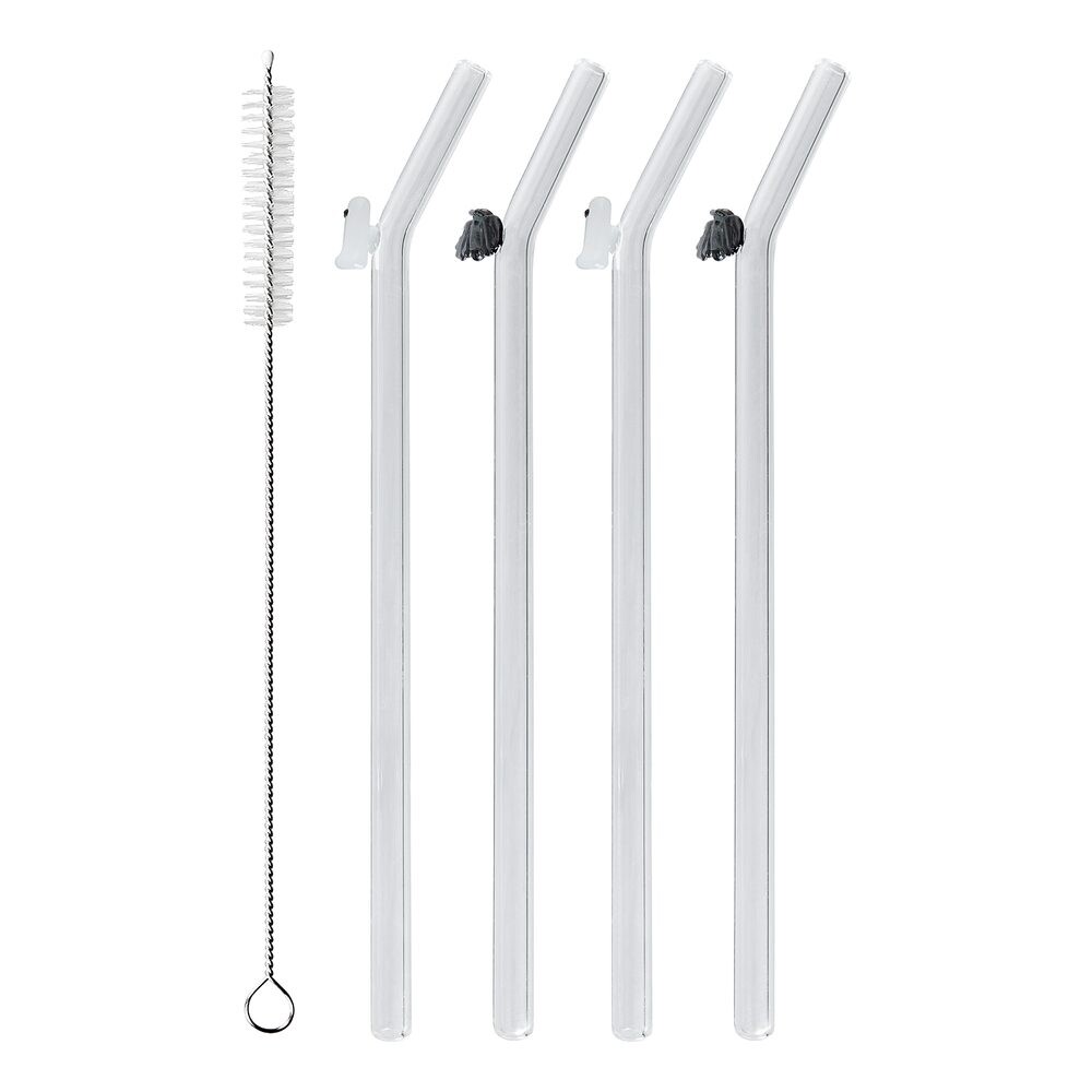 LONG DRINK Skleněná brčka s kartáčkem 