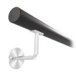 KP-43311_300 - lakované zábradlí na stěnu, nerezové madlo pr. 42,4 mm, černé RAL9005, kulaté držáky, délka 300 cm