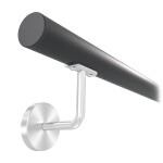 KP-42111_300 - lakované zábradlí na stěnu, nerezové madlo pr. 42,4 mm, antracit RAL7016, kulaté držáky s krycí rozetou, délka 300 cm