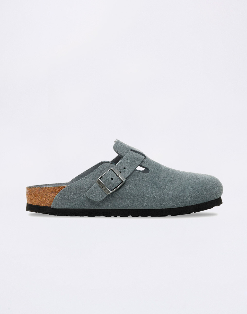 Birkenstock Boston Suede Leather Basalt Gray Tonal FB 39