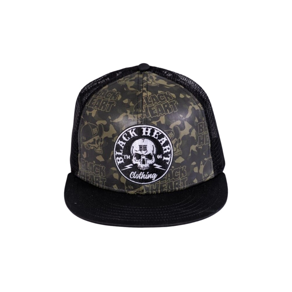 BLACK HEART Bastard Skull Trucker khaki-černá