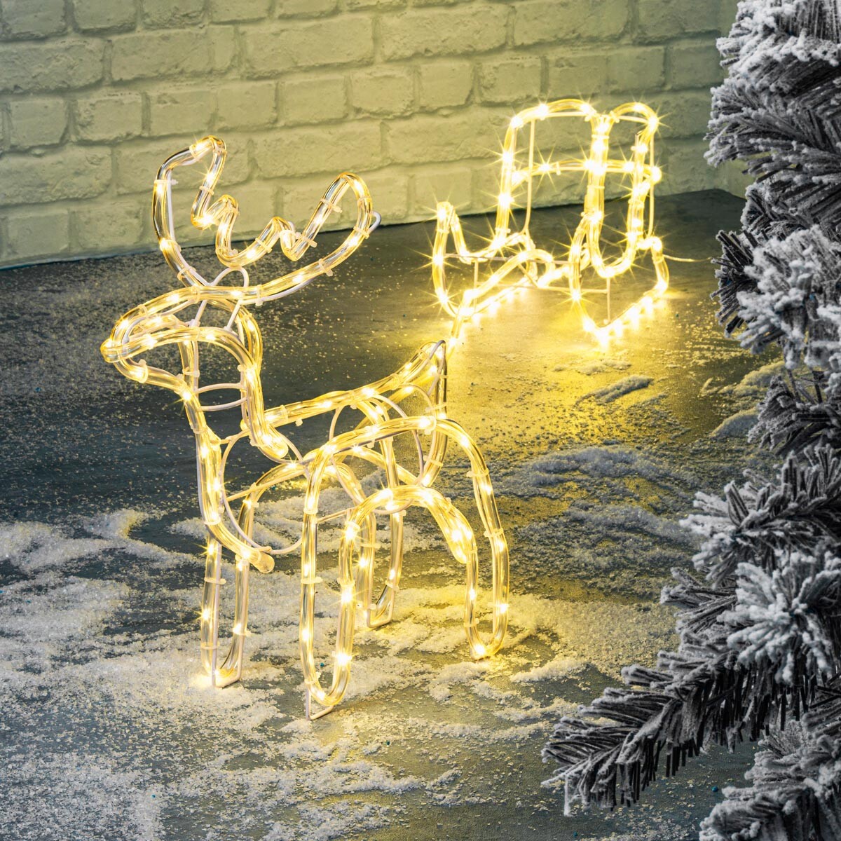 Haushalt international LED vánoční sob a sáně, teplá bílá