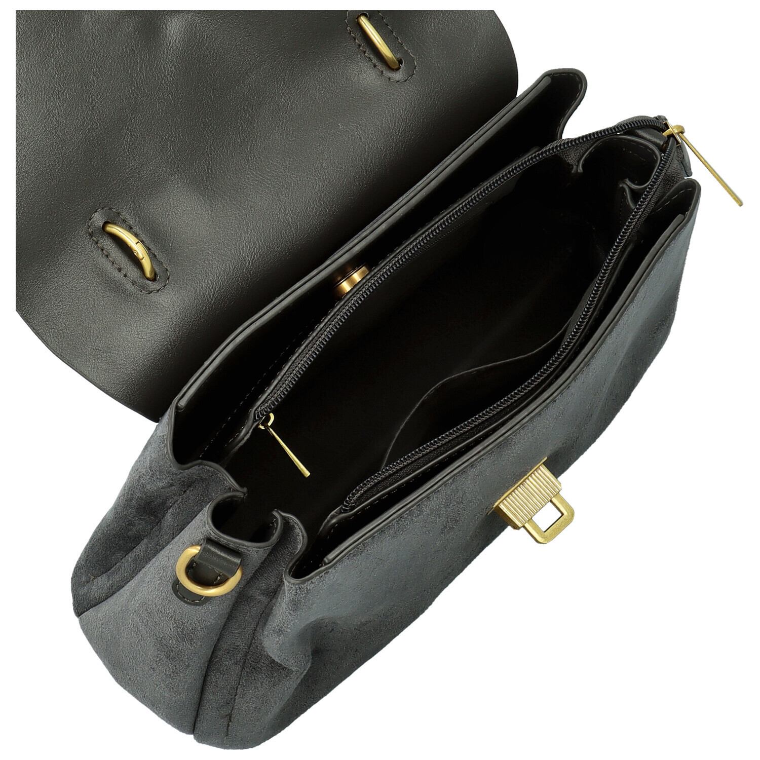 Módní dámská koženková kabelka do ruky Gabris, tmavě šedá