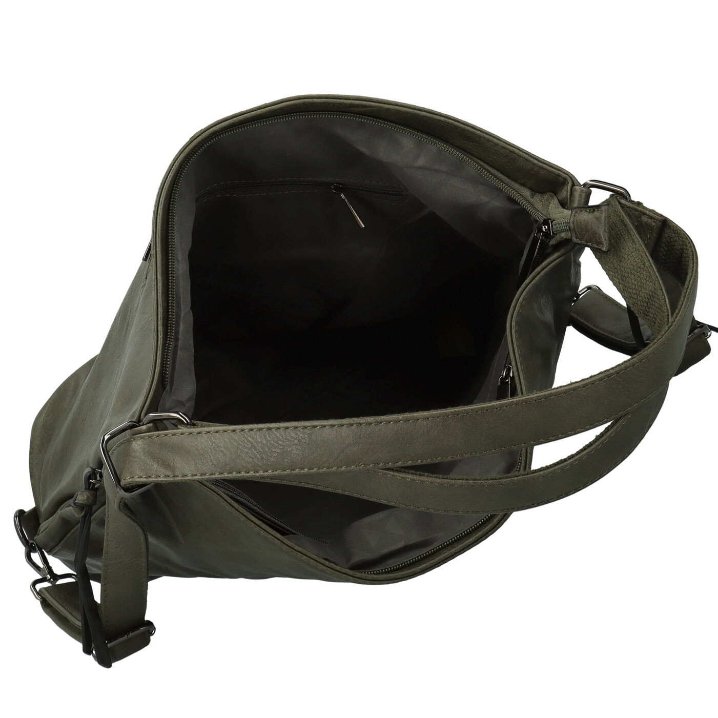 Stylový dámský koženkový kabelko-batoh Dexy, tmavě zelený