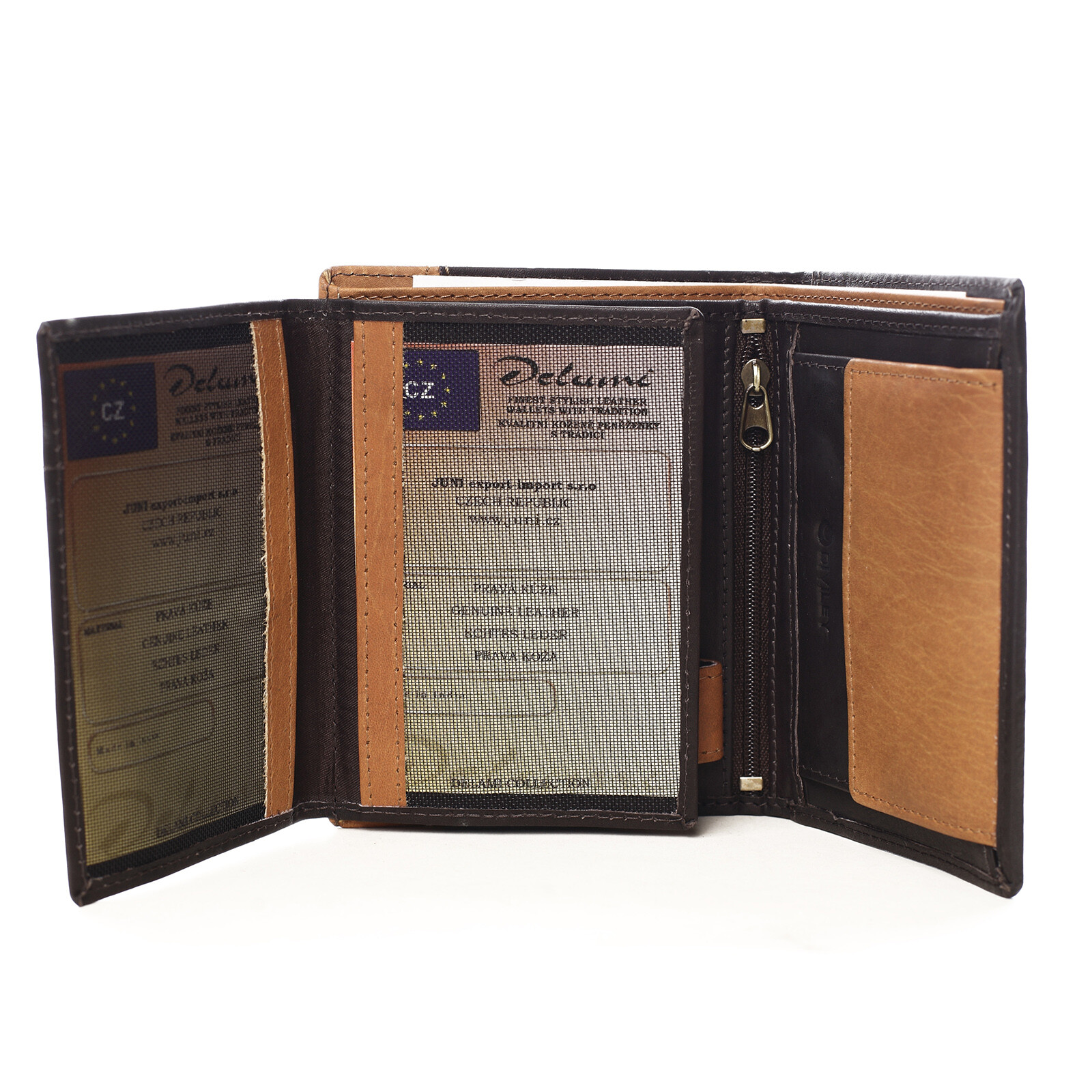 Pánská kombinovaná peněženka na výšku Rhyts černá/koňaková