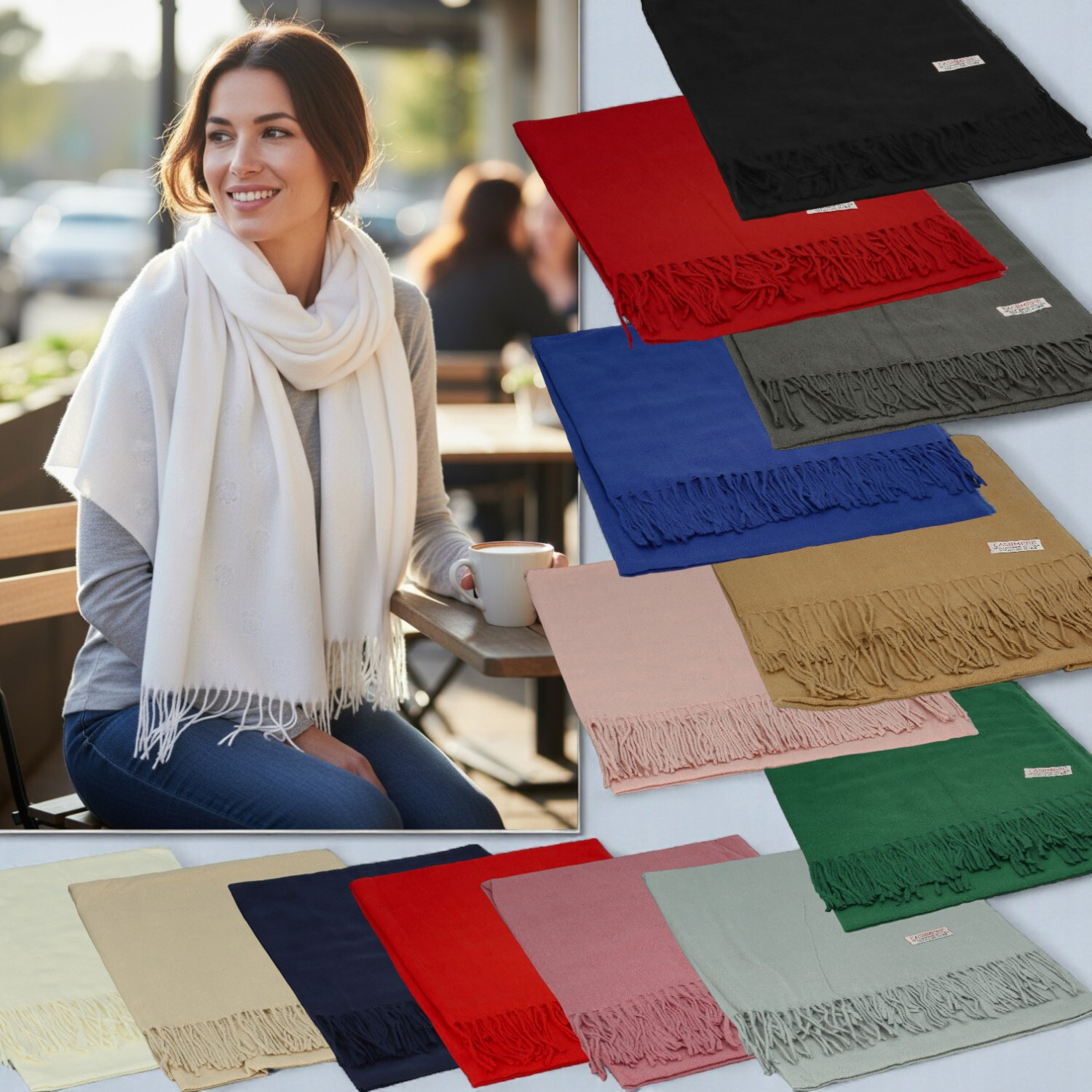 Módní dámská šála Beate, světle šedá