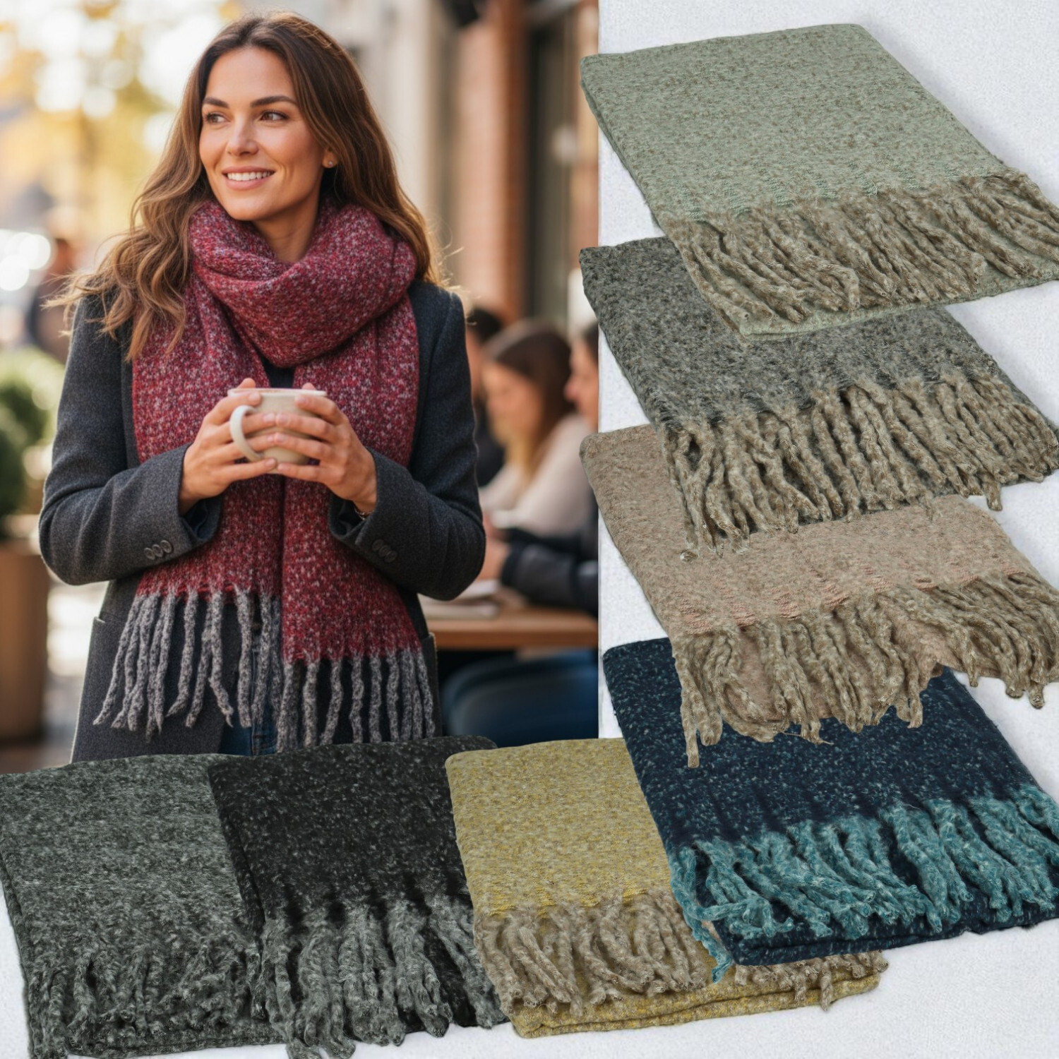 Stylová dámská šála Riven, khaki