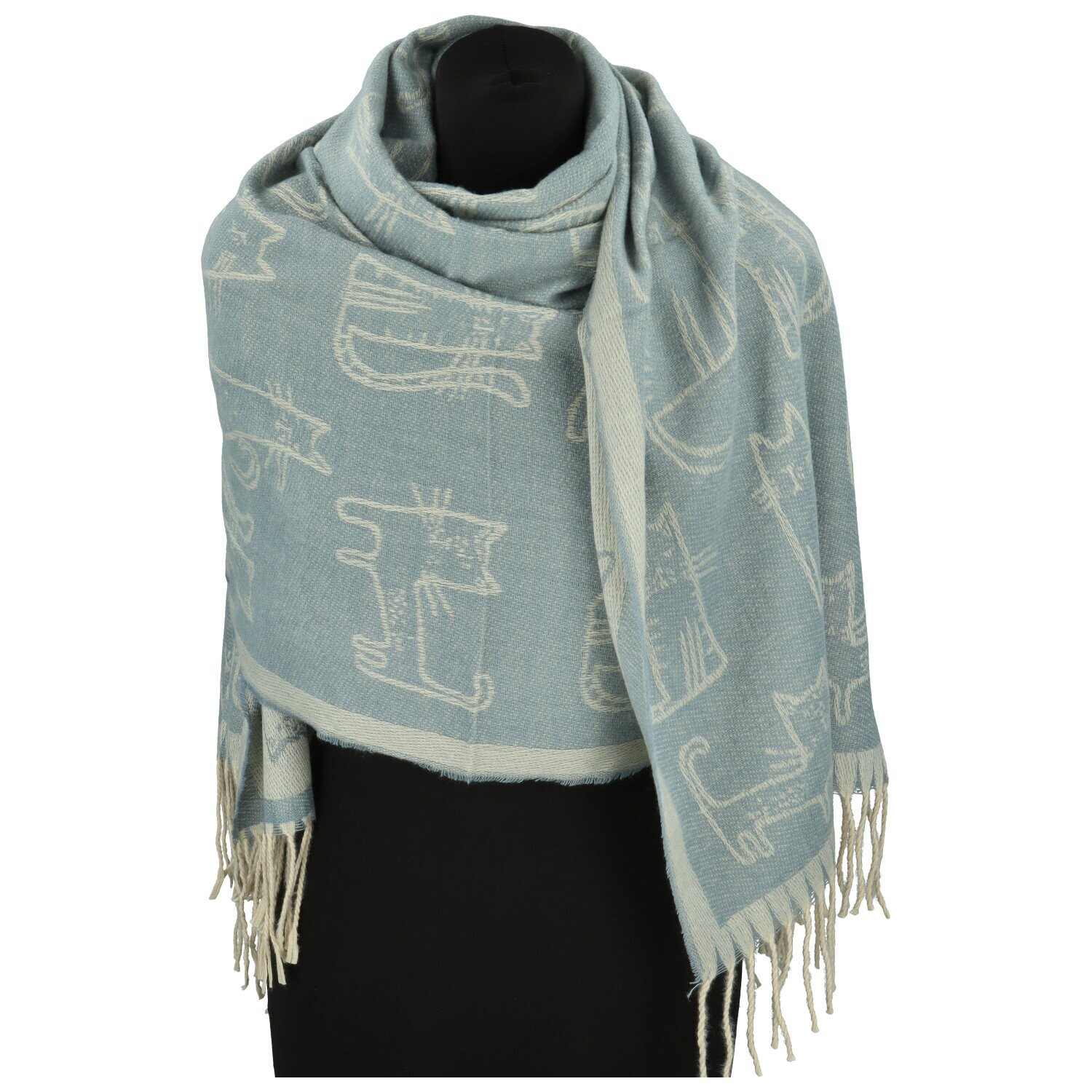 Trendy dámská šála Sandy Cat, světle modrá