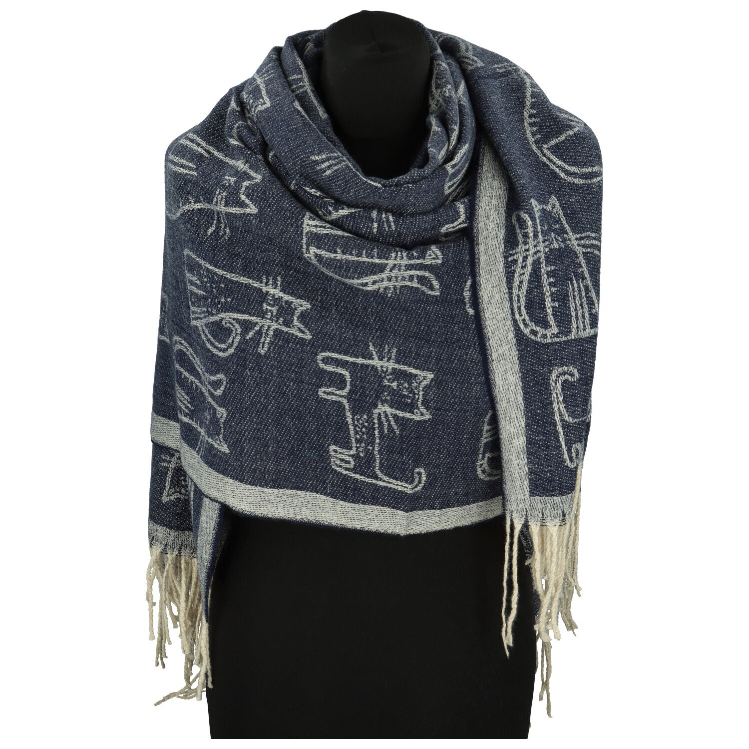 Trendy dámská šála Sandy Cat, tmavě modrá