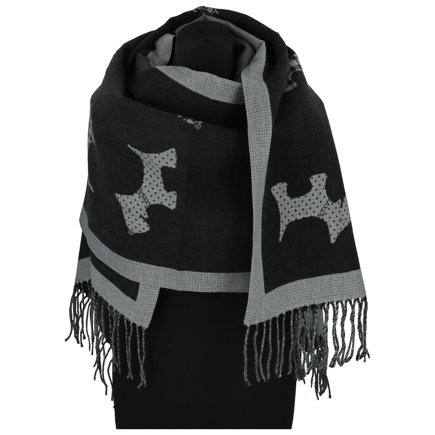 Trendy dámská šála Berit Dog, šedo-černá