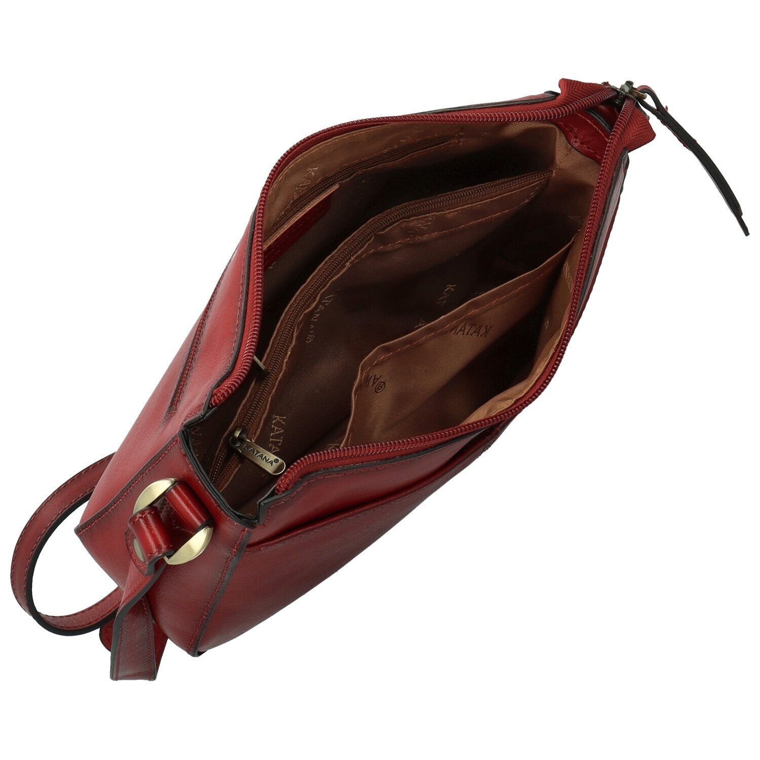 Luxusní dámská kožená crossbody kabelka Katana Arletta, vínová