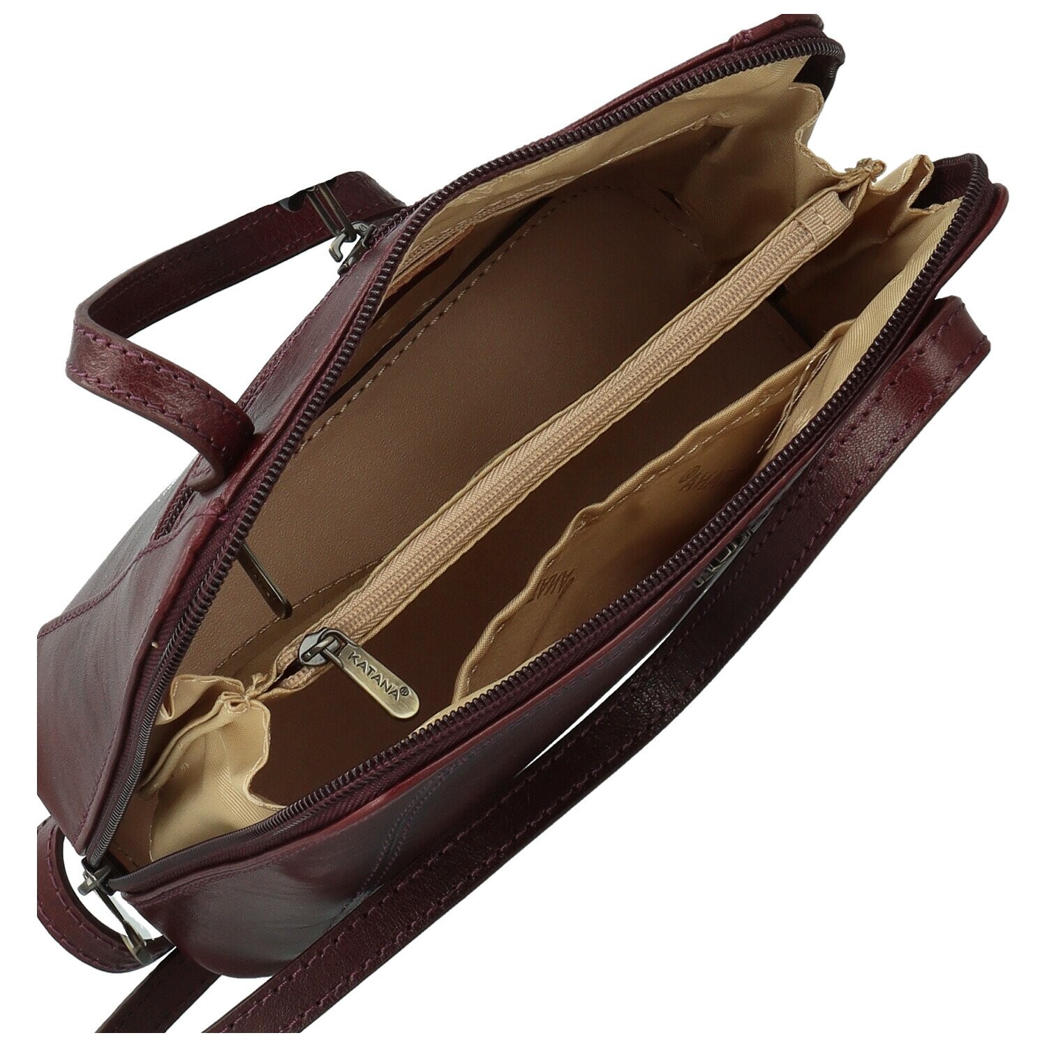 Luxusní dámská kožená crossbody Katana Rebora, hnědá