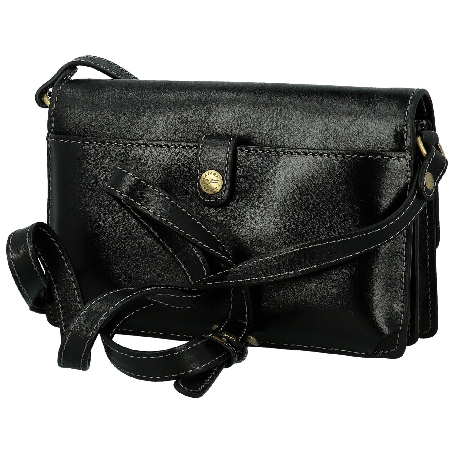 Luxusní dámská kožená crossbody kabelka Katana Flavia, černá