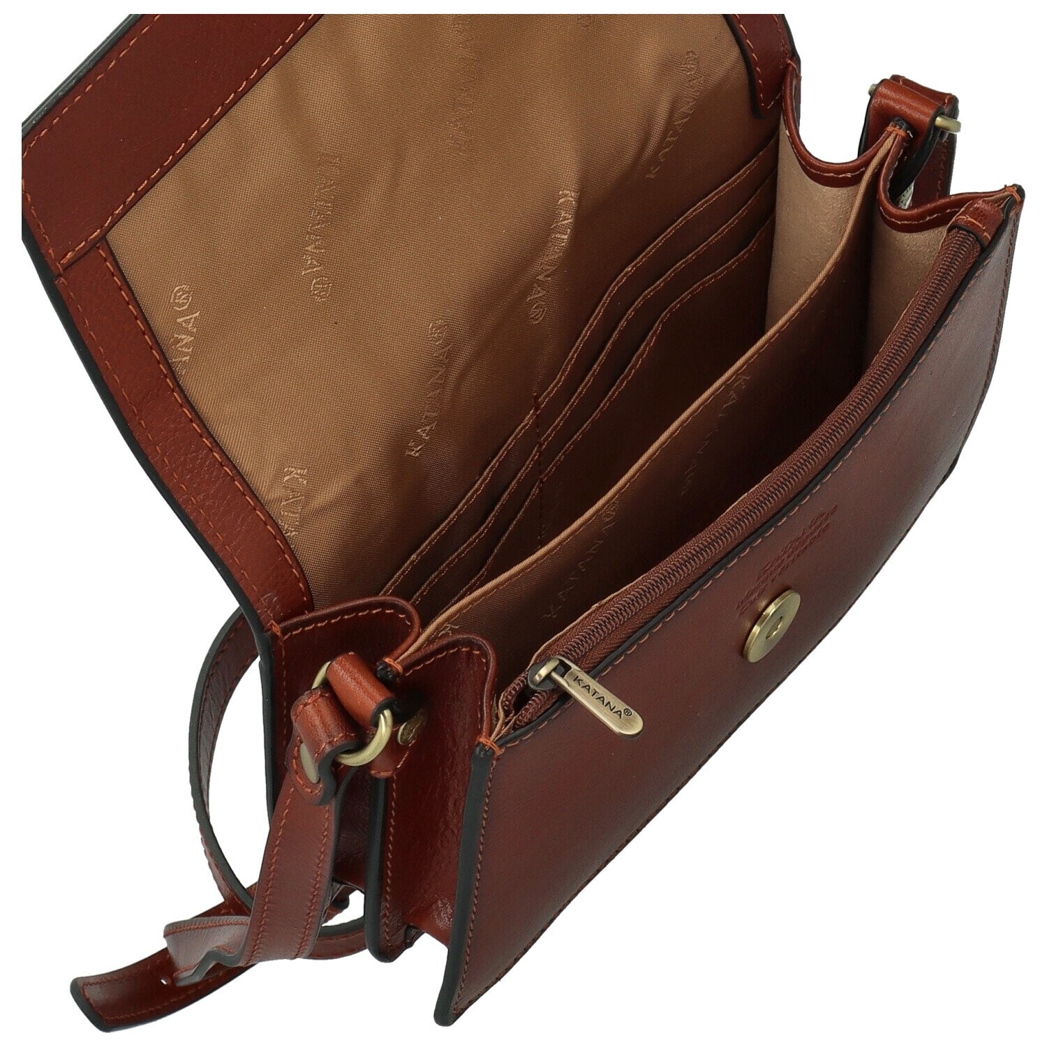 Luxusní dámská kožená crossbody kabelka Katana Flavia, hnědá