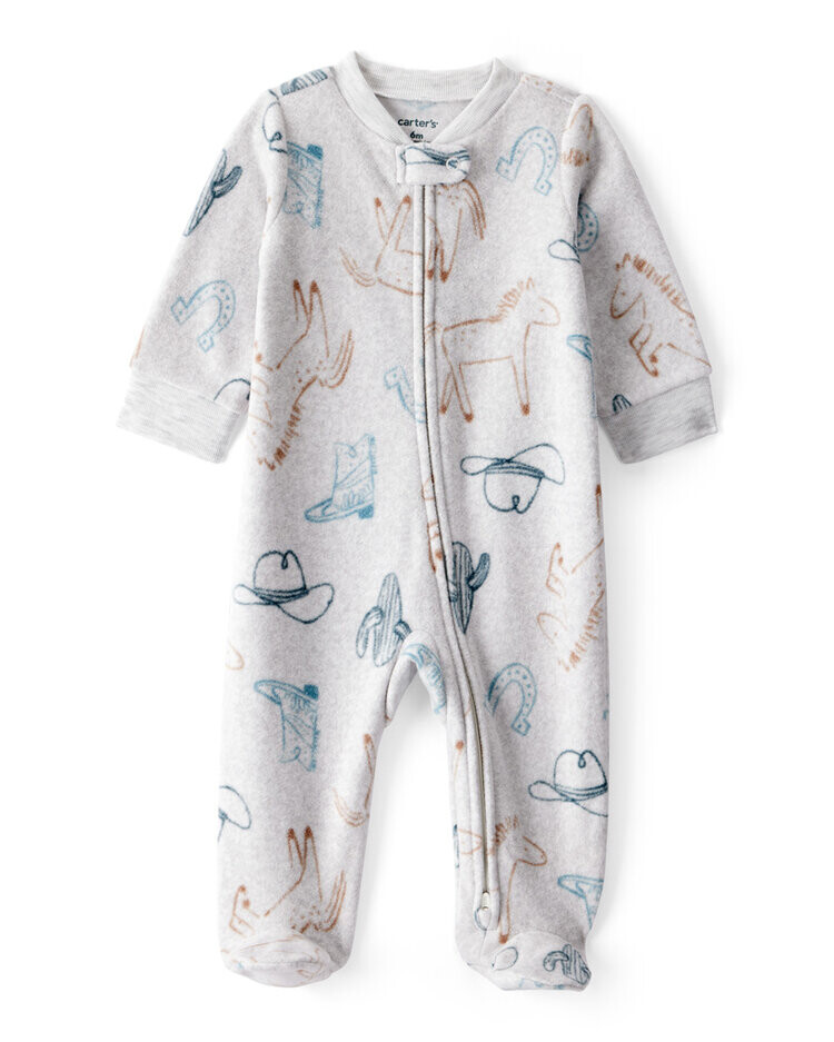 CARTER'S Overal na zip fleece Sleep & Play grey Cowboy chlapec 6m/ vel.68