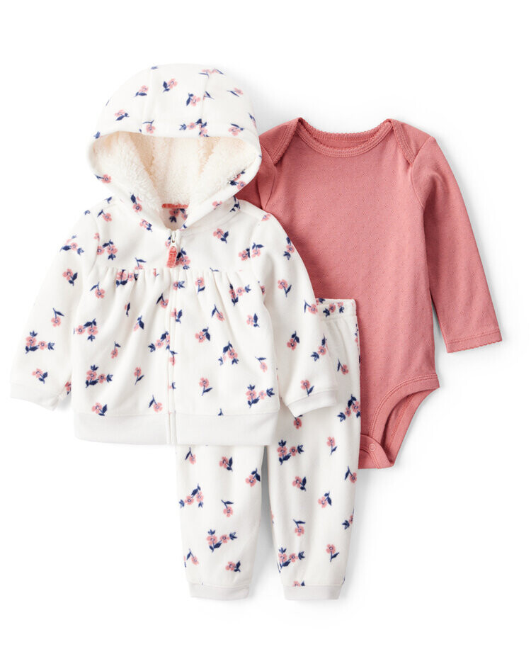 CARTER'S Set 3dílný body dl. rukáv 2, kalhoty , mikina ivory Floral dívka 24m/vel.92
