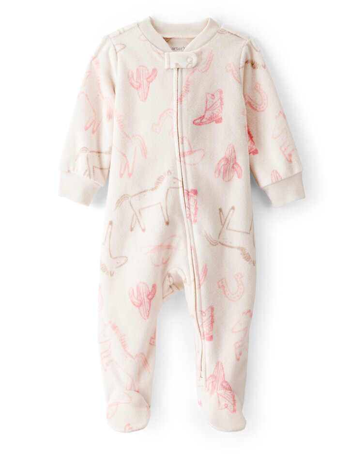 CARTER'S Overal na zip fleece Sleep & Play pink Cowgirl dívka 3m/vel.62