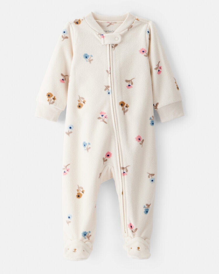 CARTER'S Overal na zip fleece Sleep & Play ivory Floral dívka 3m/vel.62