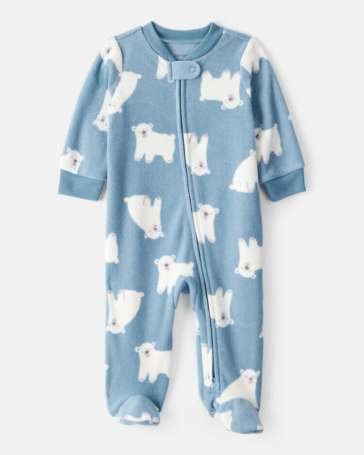 CARTER'S Overal na zip fleece Sleep & Play blue Polar bear chlapec 9m/vel.74