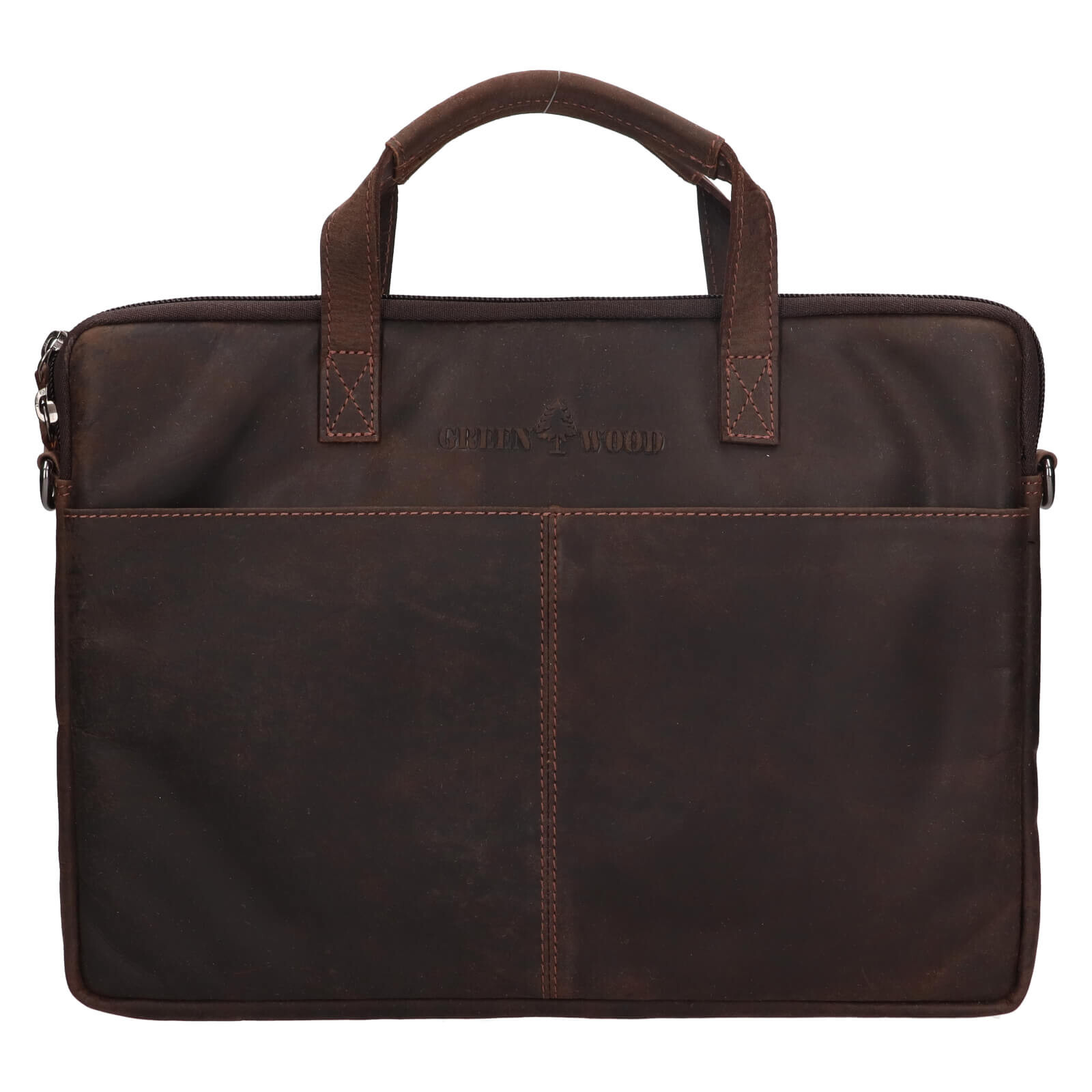 Pánská kožená taška na notebook Greenwood Egon - tmavě hnědá