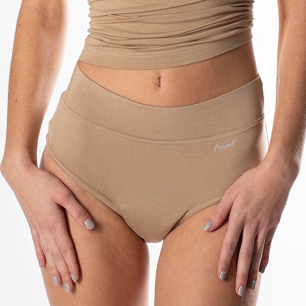 FAVAB Bambusové inkontinenční kalhotky s vysokým pasem LINA tělové, Velikost: M