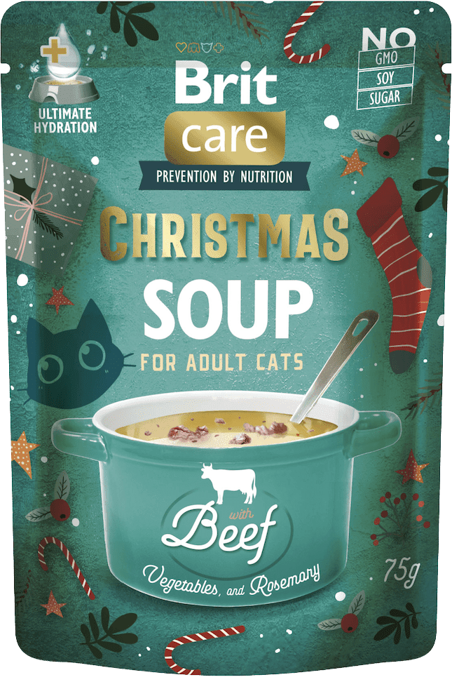 Kapsička Brit Care Cat Christmas hovězí polévka s mrkví 75g