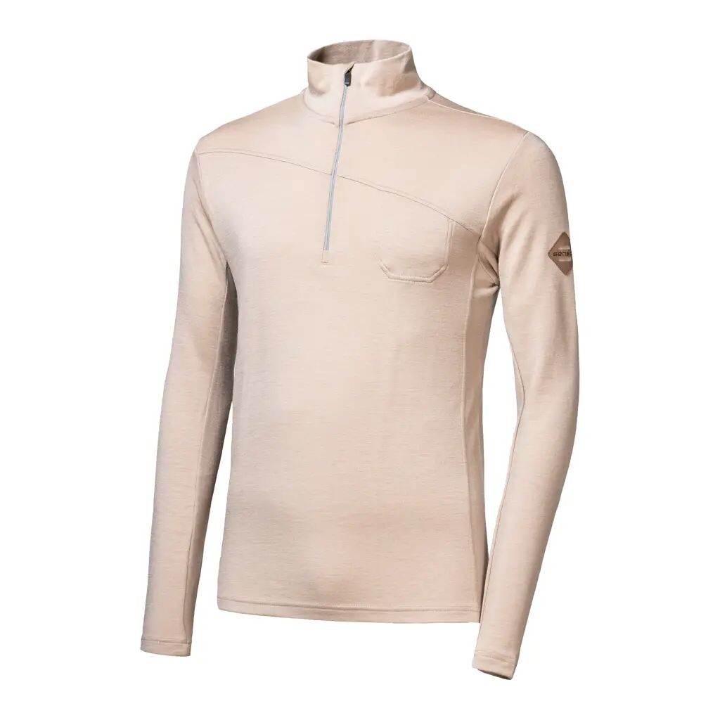 SENSOR MERINO EXTREME UP pánská mikina dl.rukáv zip almond beige Velikost: L