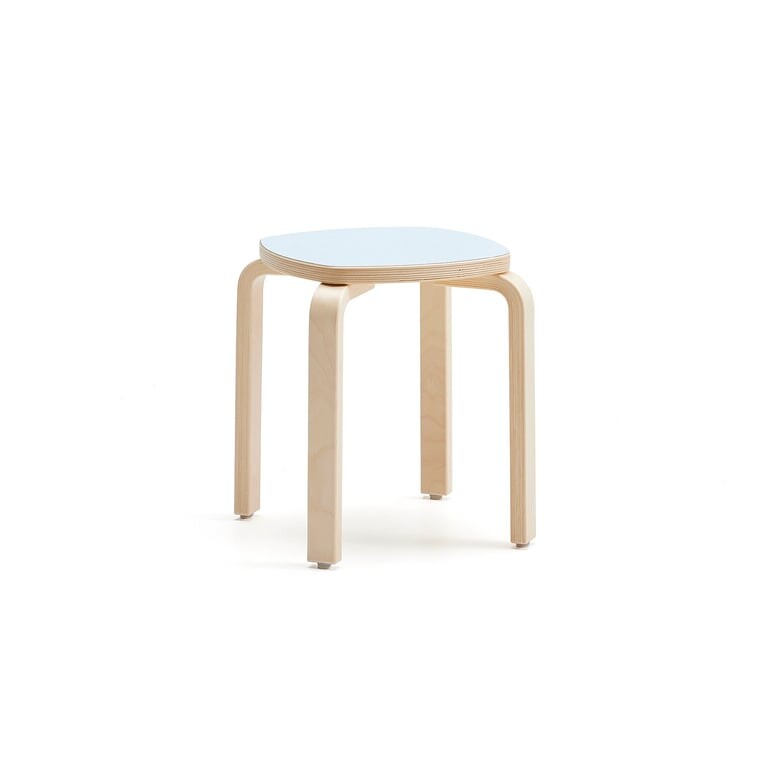 Stolička VIDE, výška 380 mm, bříza/modrá