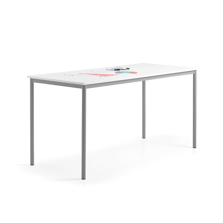 Stůl BORÅS, 1800x800x900 mm, stříbrné nohy, whiteboard deska