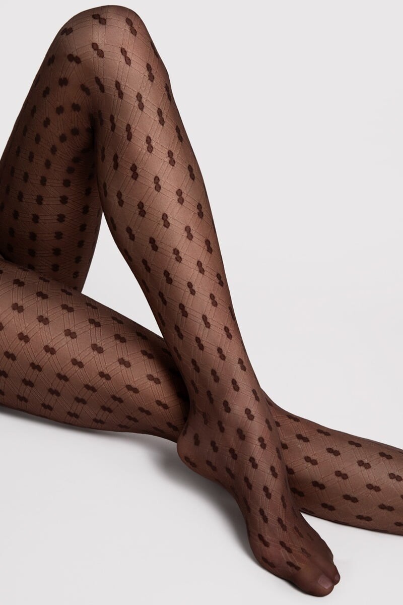 Tmavě hnědé vzorované punčochy Bijou 20 den