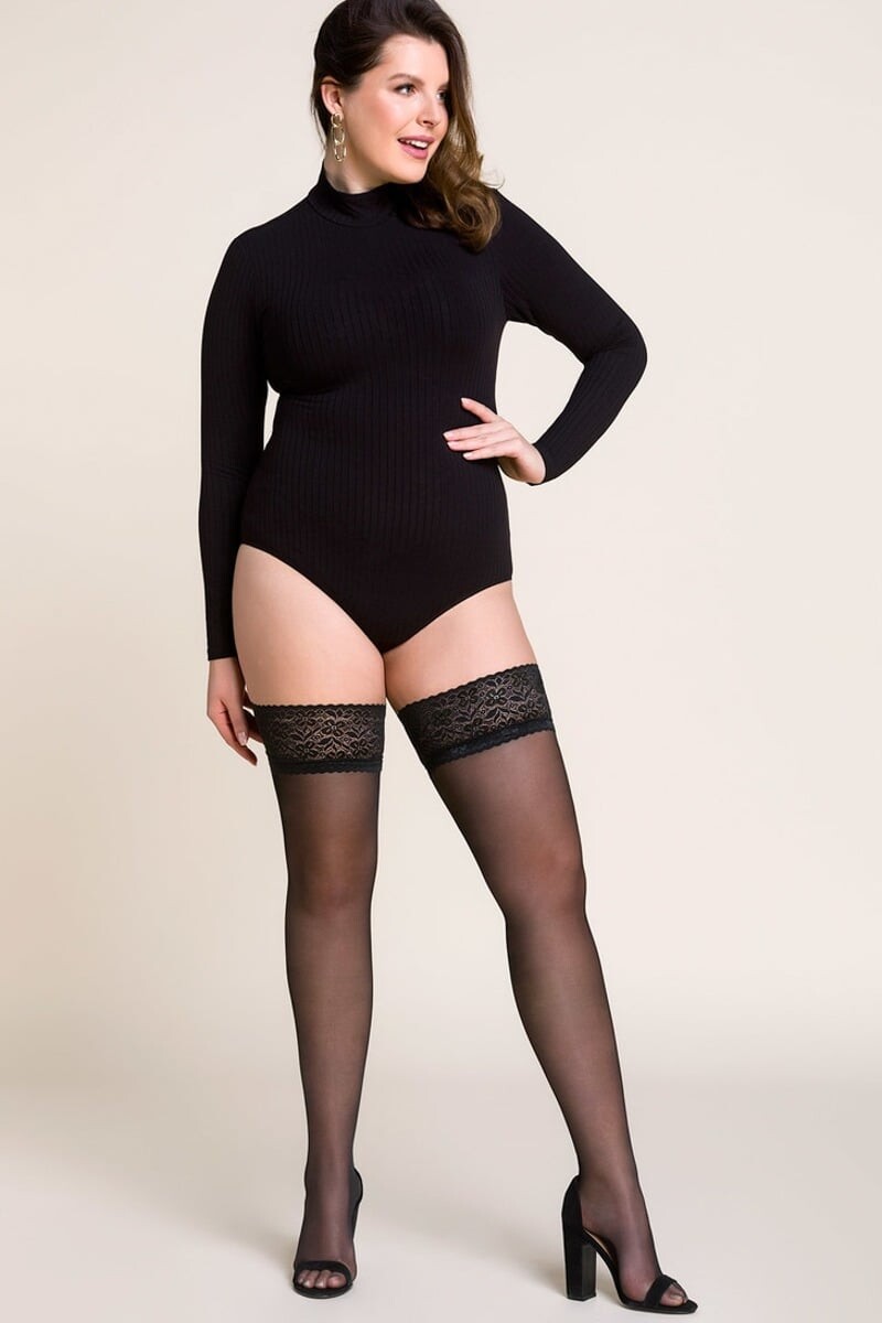 Černé samodržící punčochy Calze Plus size 15DEN