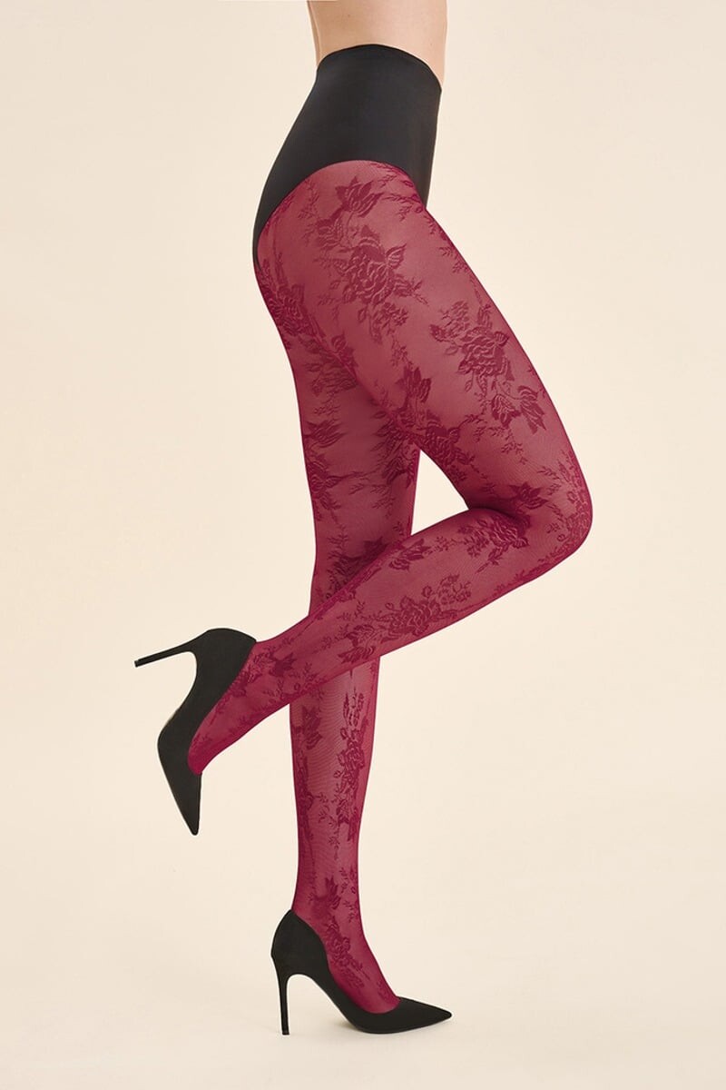 Bordové vzorované punčochy Carmela 40 den