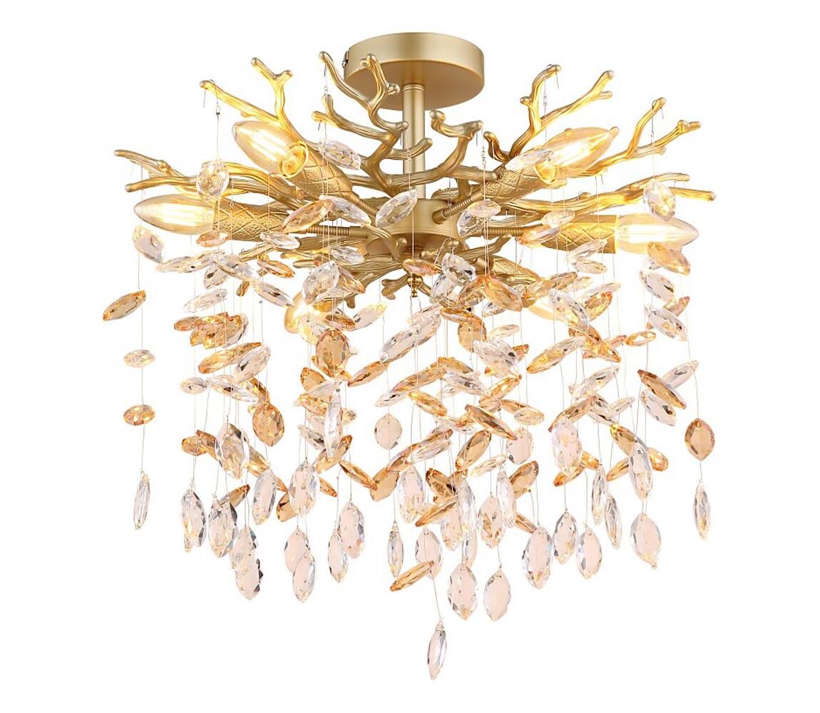 Globo 64138DG - Lustr na tyči QUEENA 6xE14/40W/230V zlatá 64138DG