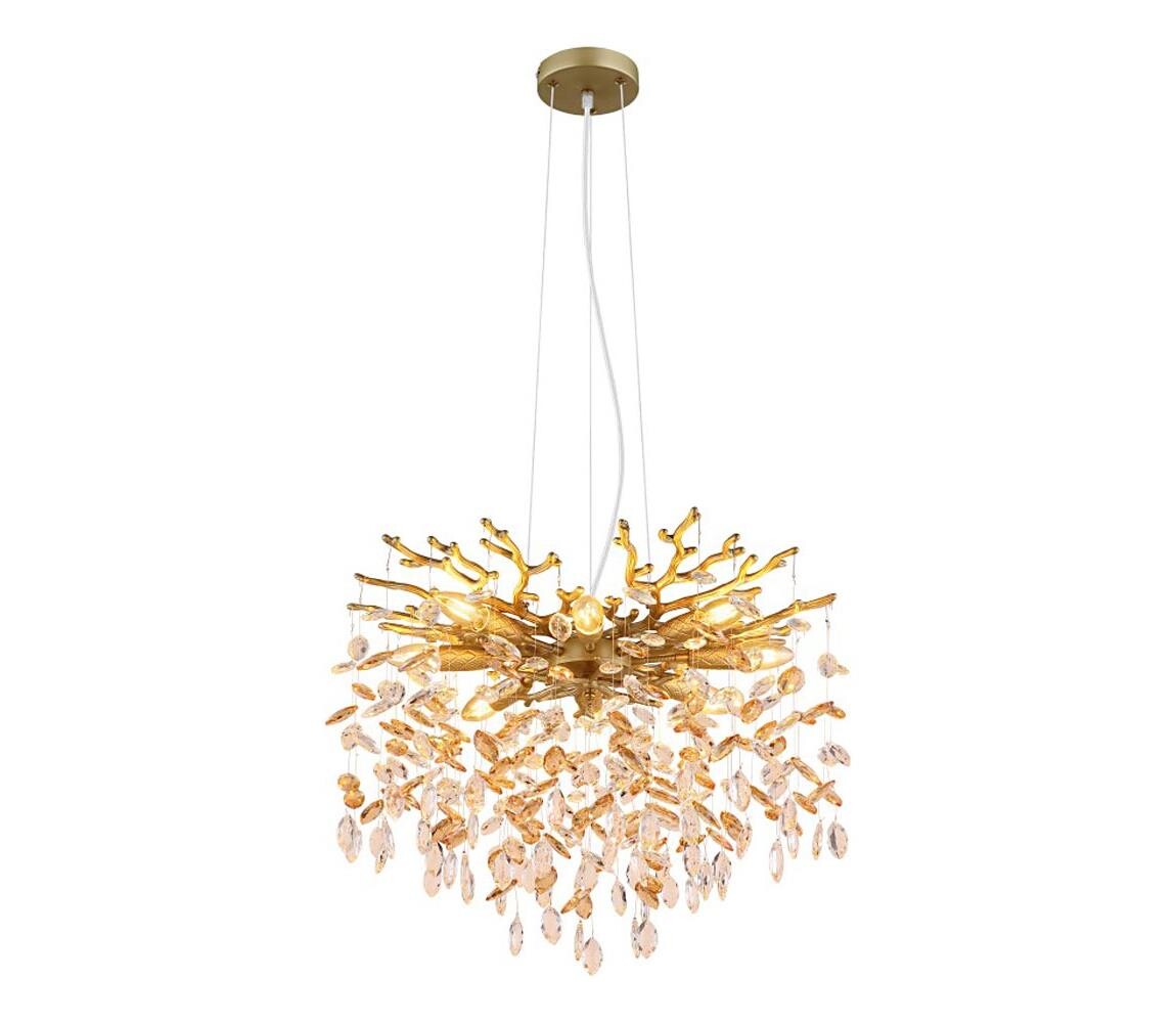 Globo 64138H1G - Lustr na lanku QUEENA 8xE14/40W/230V zlatá 64138H1G