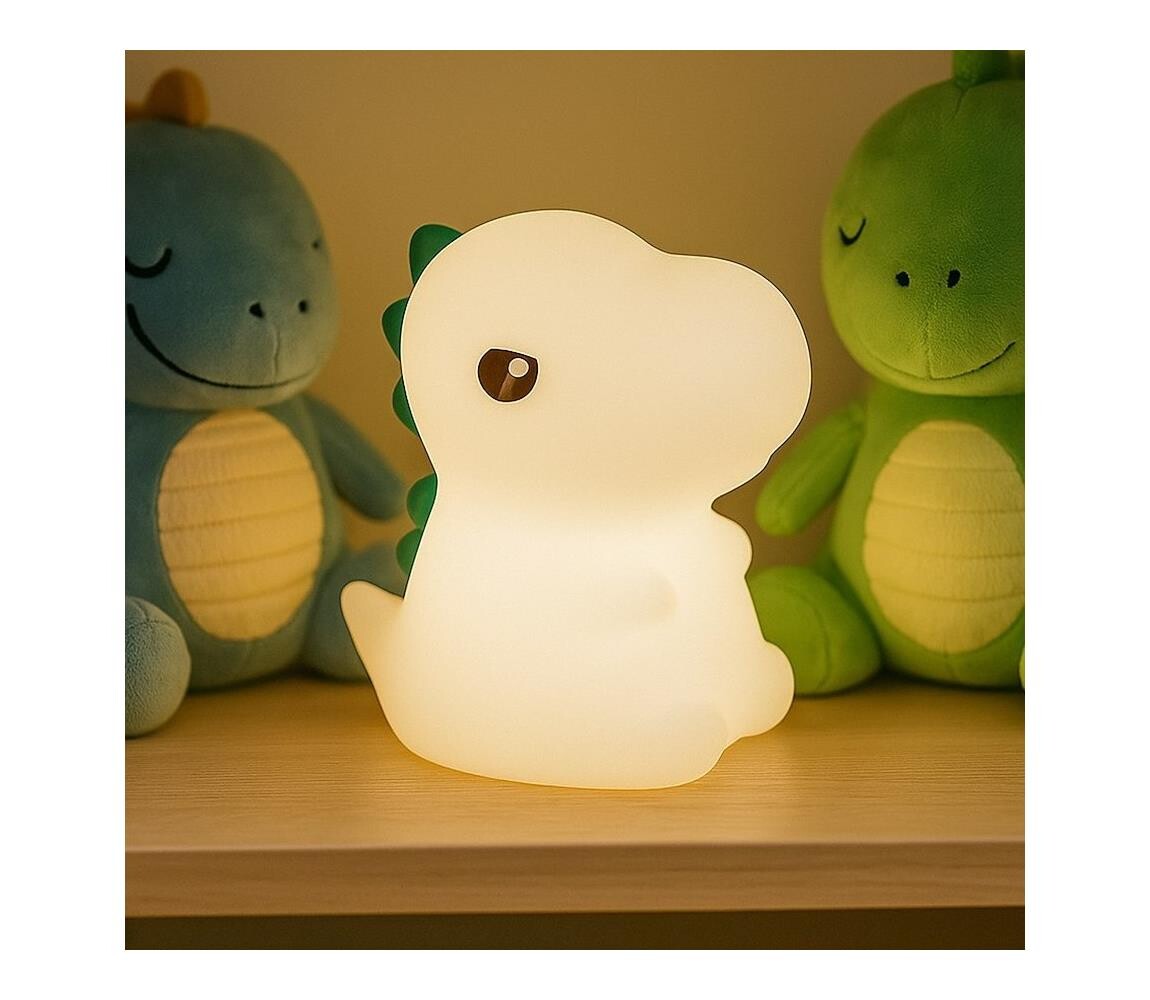 LED RGBW Stmívatelné nabíjecí dětské noční světlo DINO LED/1W/5V 1200 mAh ML2265