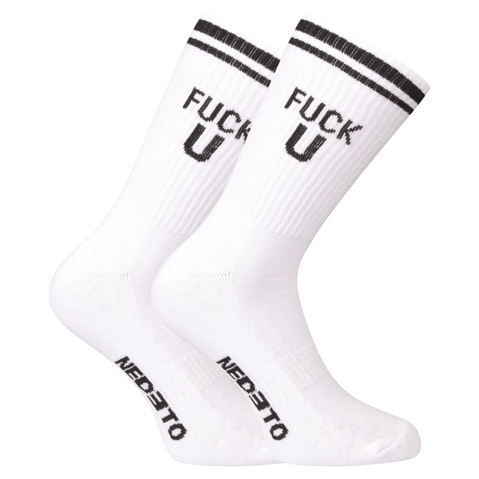 Ponožky Nedeto sportovní vysoké Fxck U bílé (1NOBT9) S