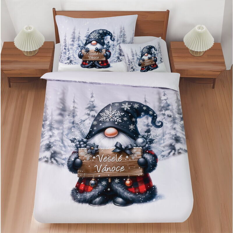 Povlečení mikrosatén, Veselé vánoce, 140 x 200 cm + 70 x 90 cm + 45 x 45 cm