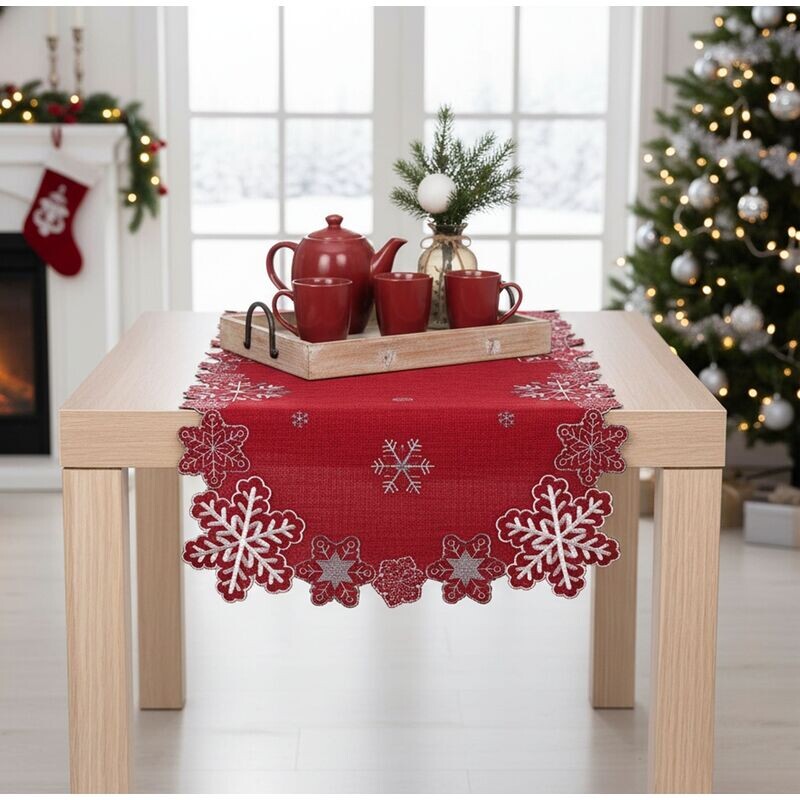 Ubrus Vánoční, Kouzelné vločky, červený 30 x 45 cm