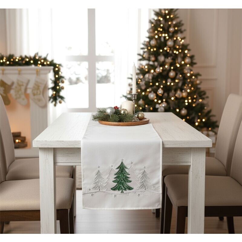 Ubrus Vánoční, Vánoční stromečky, bílý 35 x 35 cm