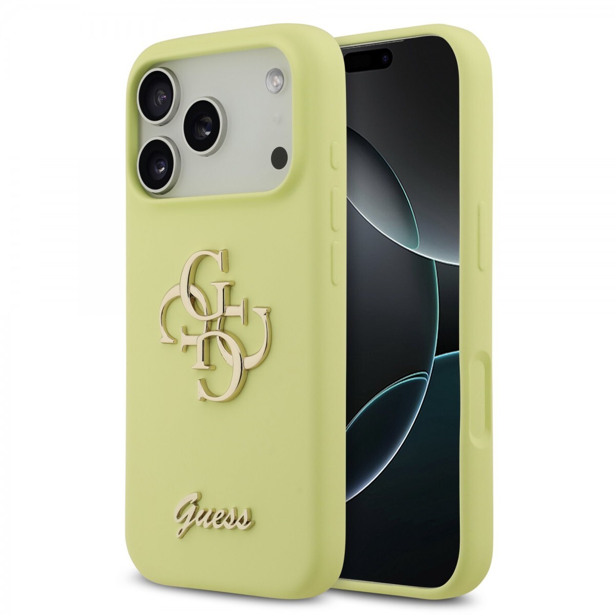Zadní kryt Guess Liquid Silicone 4G Metal Logo pro iPhone 17 Pro Yellow