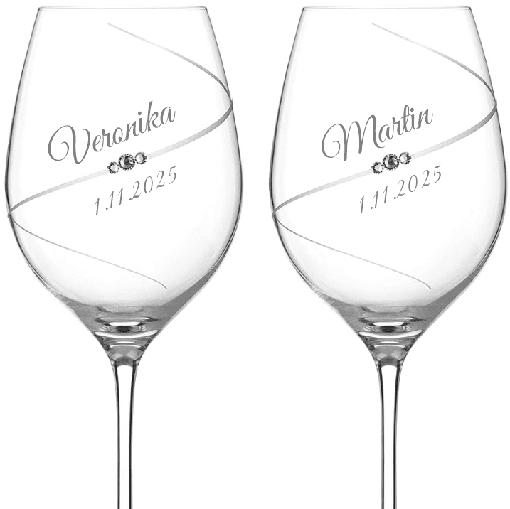 Dekorant Svatební sklenice na červené víno Silhouette City s krystaly Swarovski 470 ml 2KS