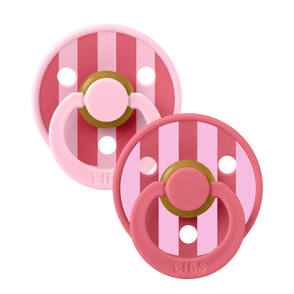 BIBS Dudlíky COLOUR Block baby-pink-coral-mix vel.2, z přírodního kaučuku 2ks