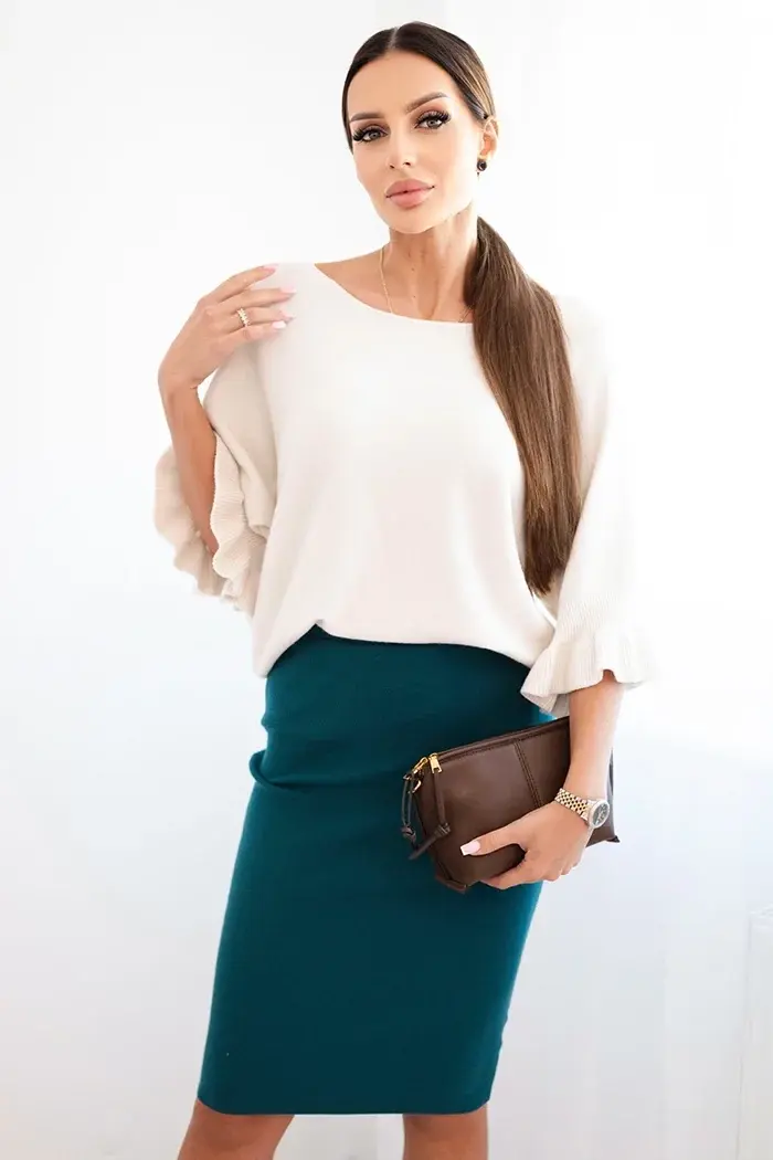 Kesi Włoski Dámská sukně z elastického viskózového úpletu mořská