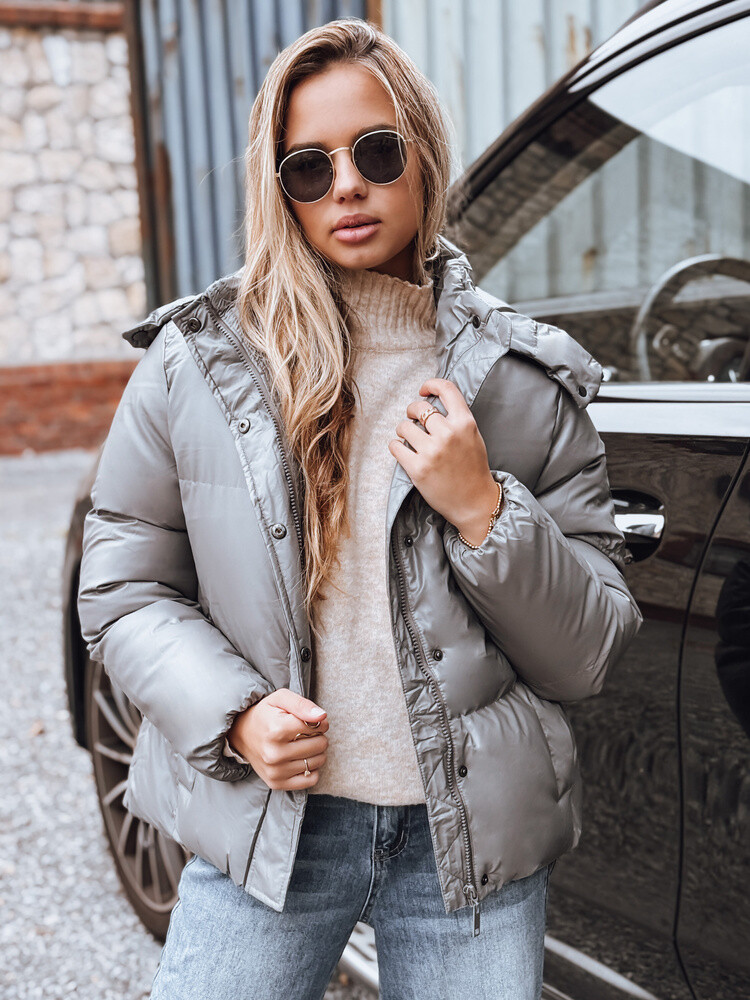 Dámská koženová bunda COLLAR Barva szara DSTREET