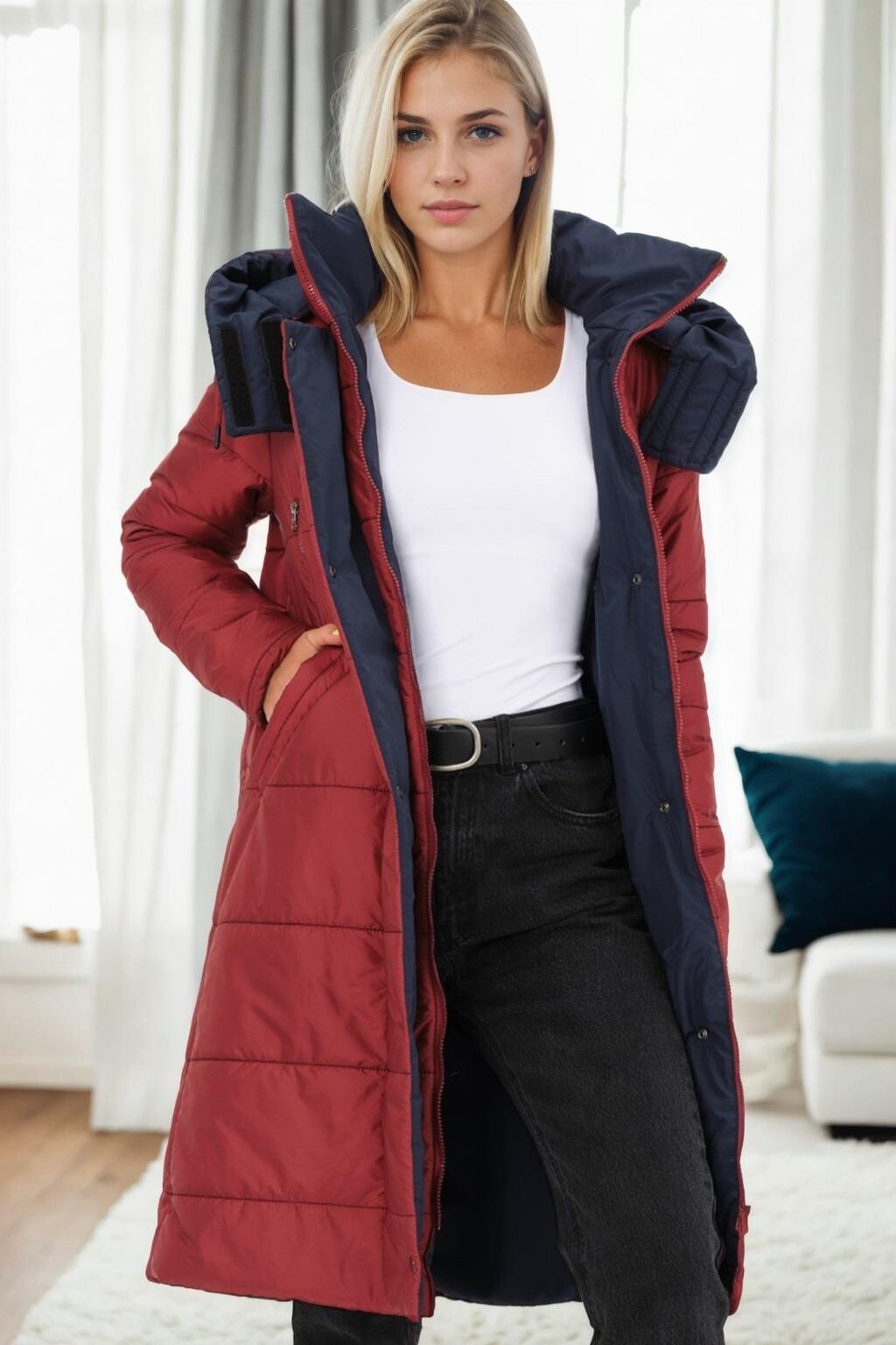 Z9738 DEWBERRY WOMEN'S COAT-BURGUNDY