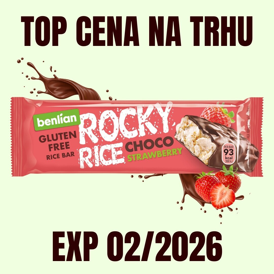 Benlian Rocky Rice rýžová tyčinka čokoláda - jahoda 18 g EXP 02/2026