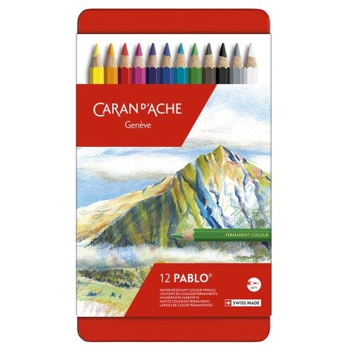 Pastelky Pablo 12 barev kovový box CARAN D'ACHE