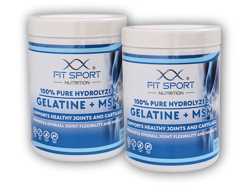 FitSport Nutrition 2x 100% Pure Hydrolyzed Gelatine + MSM 500 kapslí - Želatina + MSM