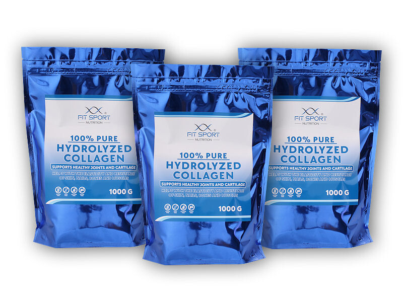 FitSport Nutrition 3x 100% Pure Hydrolyzed Collagen 1000g + Hydrolyzovaný Kolagen